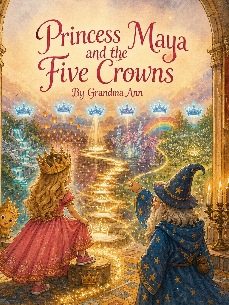 Princess & the Five Crowns — a Sundayfawn custom hardcover storybook.