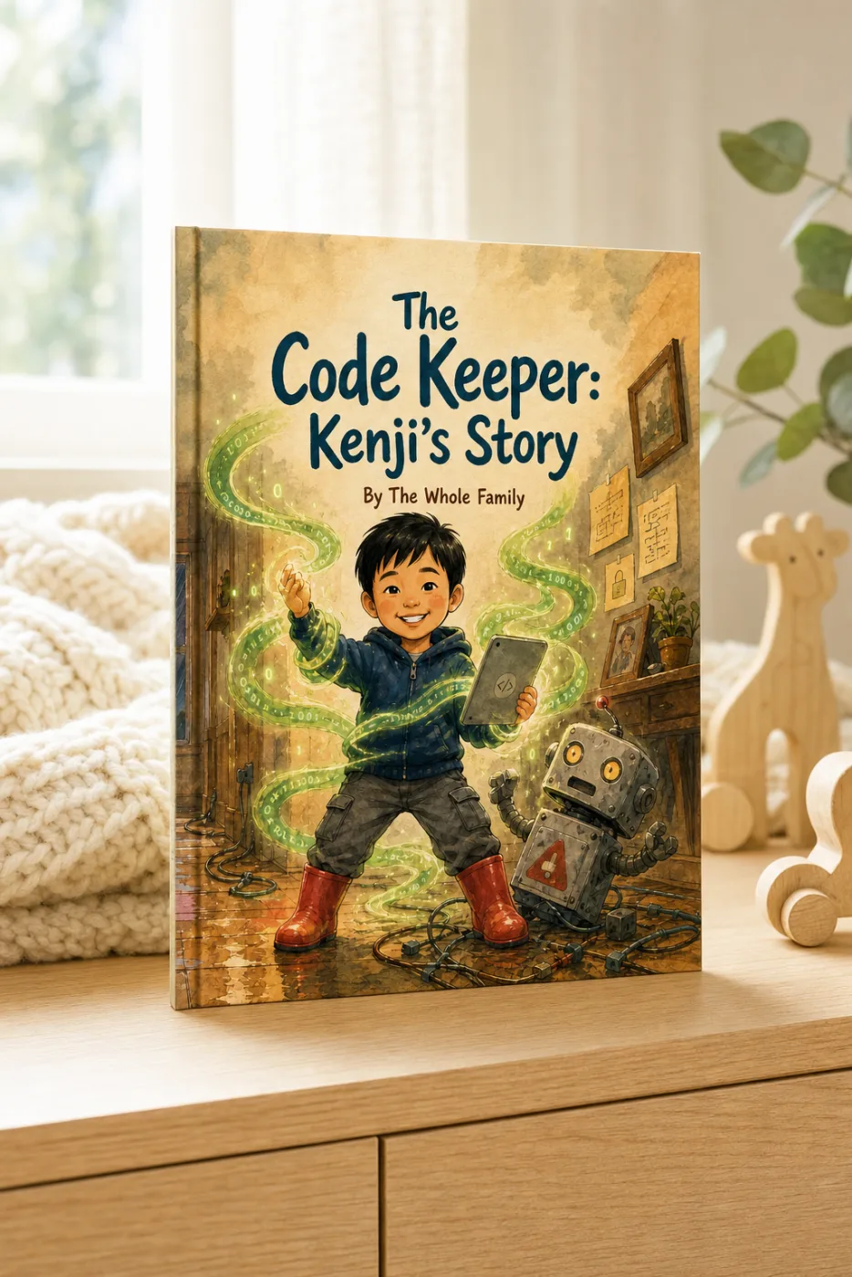 The Day You Became a Superhero — a personalized Sundayfawn hardcover staged in a warm nursery