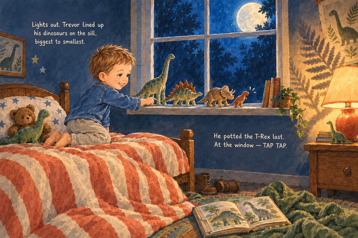 Interior artwork from The Dinosaurs Need Trevor